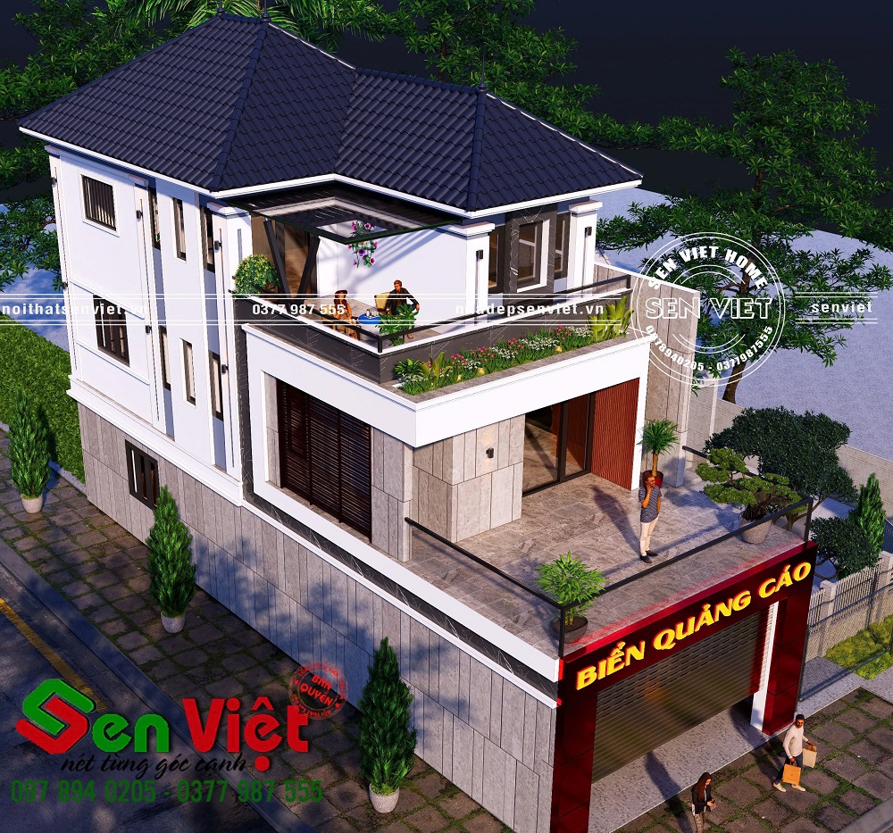 Mẫu nhà phố kết hợp kinh doanh 2 tầng mái Nhật hiện đại và tiện nghi