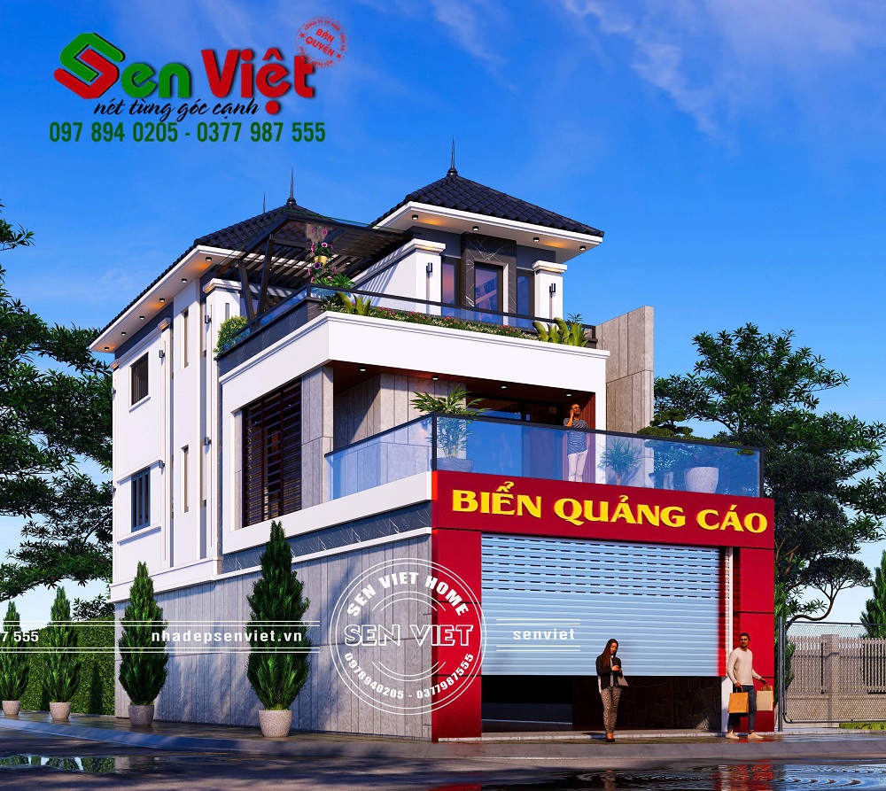 Mẫu nhà phố kết hợp kinh doanh 2 tầng mái Nhật hiện đại và tiện nghi