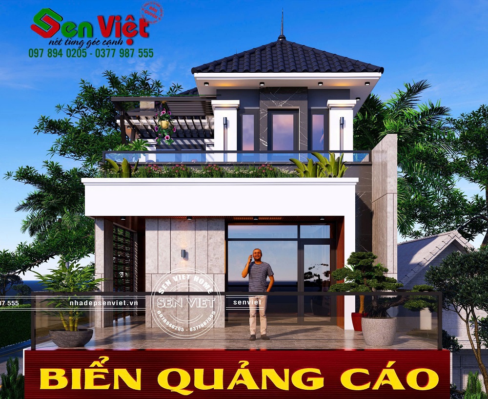 Mẫu nhà phố kết hợp kinh doanh 2 tầng mái Nhật hiện đại và tiện nghi