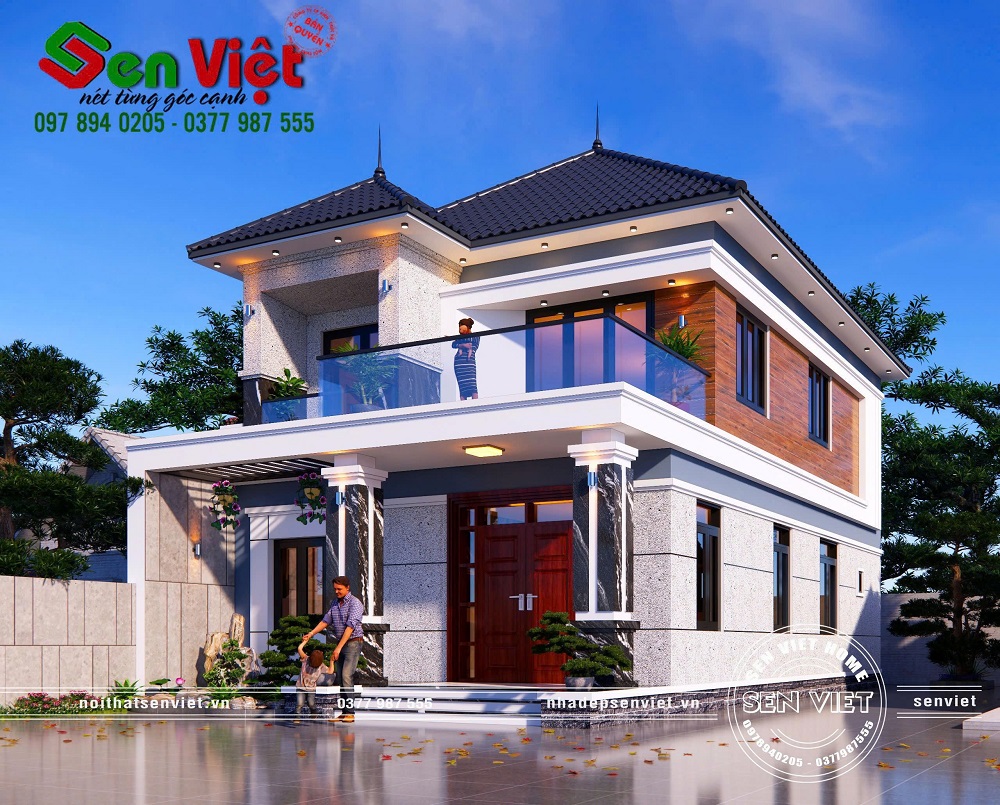 Mẫu nhà 2 tầng mái Nhật hiện đại