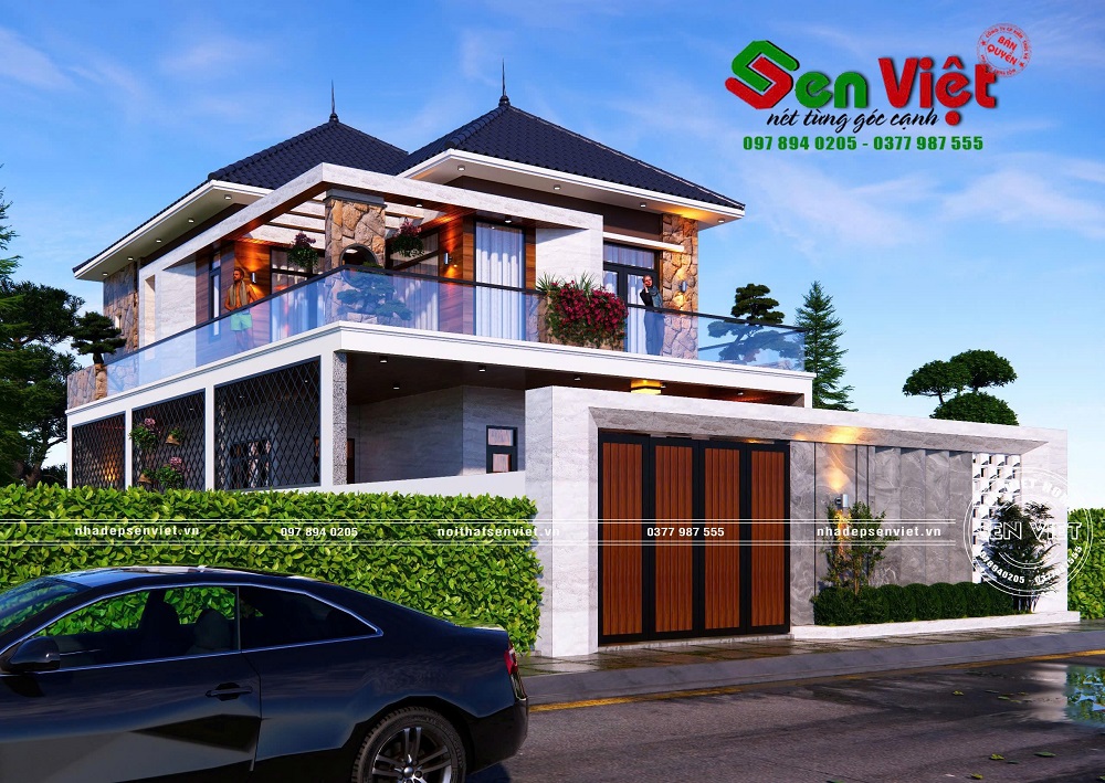 Mẫu nhà 2 tầng mái Nhật hiện đại