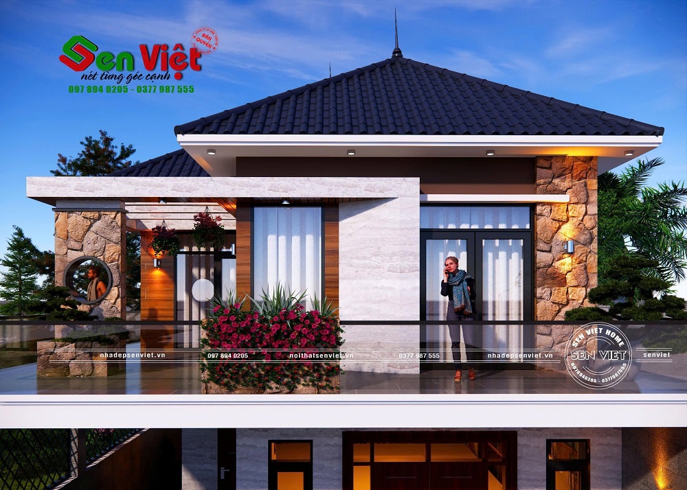 Mẫu nhà 2 tầng mái Nhật hiện đại