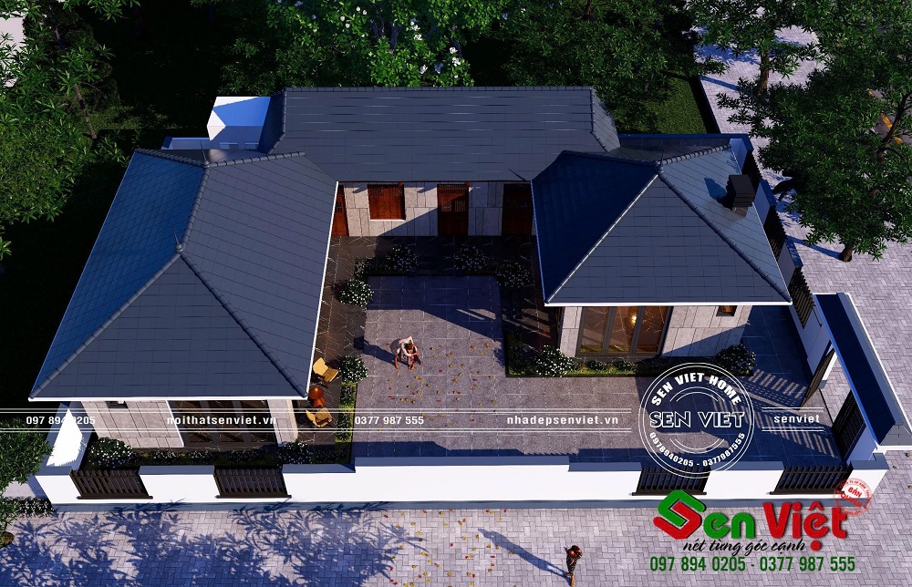 Mẫu nhà cấp 4 chữ U hiện đại