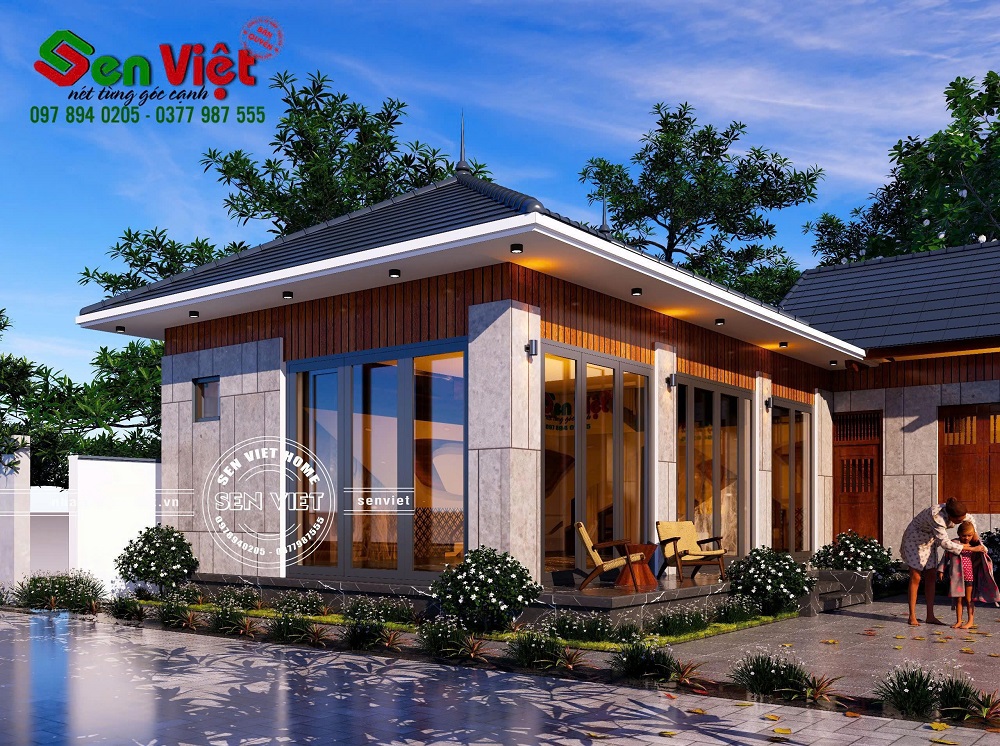 Mẫu nhà cấp 4 chữ U hiện đại