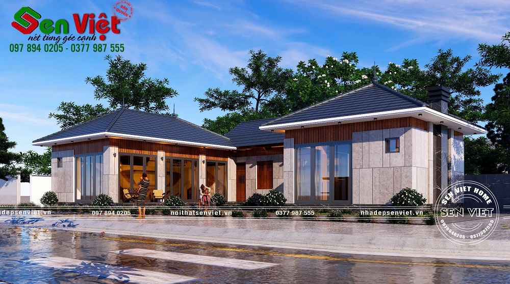 Mẫu nhà cấp 4 chữ U hiện đại