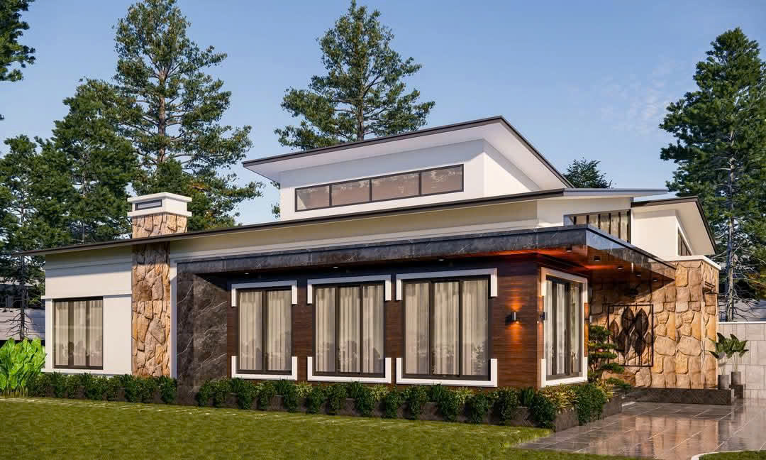 Mẫu Nhà Cấp 4 Mái Lệch Độc Đáo