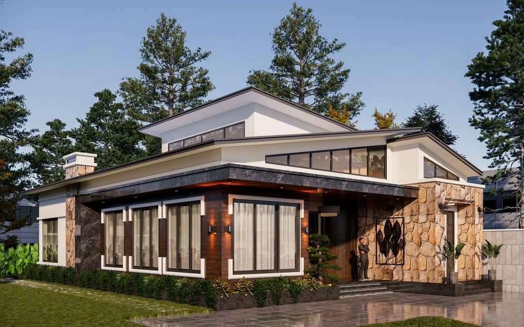 Mẫu Nhà Cấp 4 Mái Lệch Độc Đáo