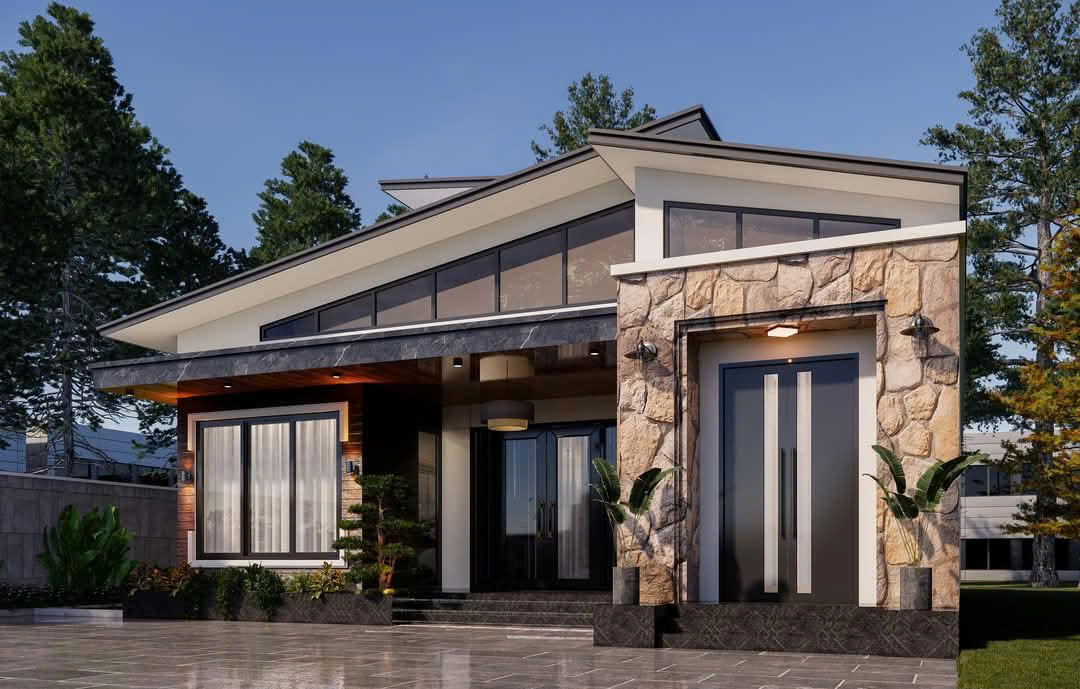 Mẫu Nhà Cấp 4 Mái Lệch Độc Đáo