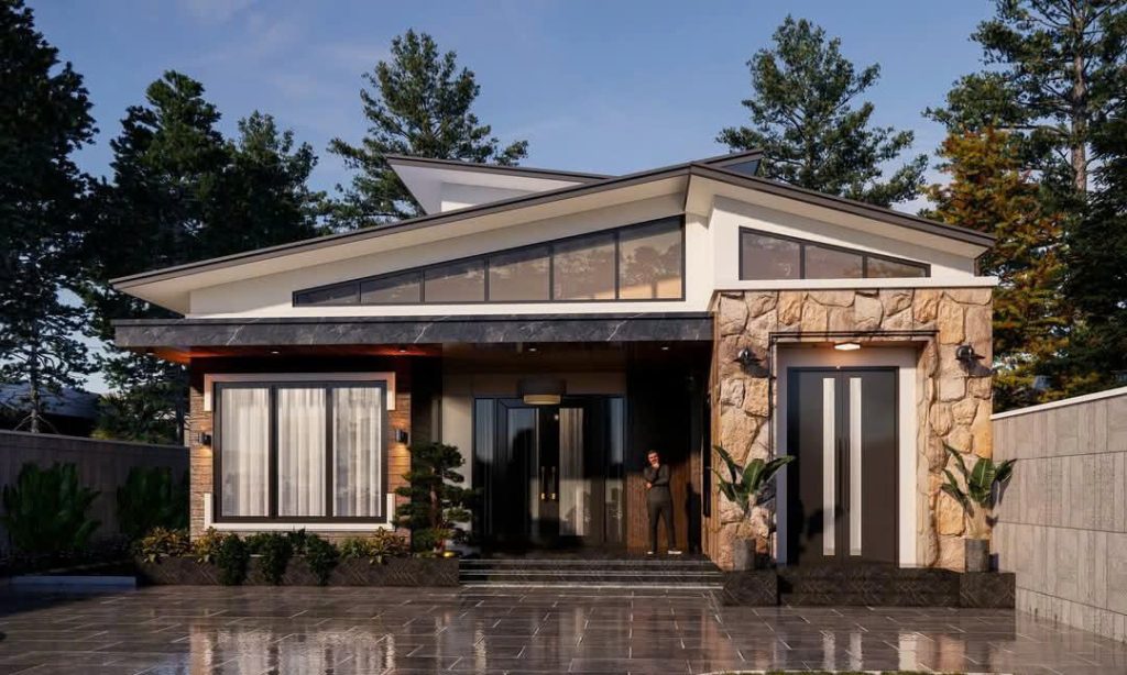 Mẫu Nhà Cấp 4 Mái Lệch Độc Đáo