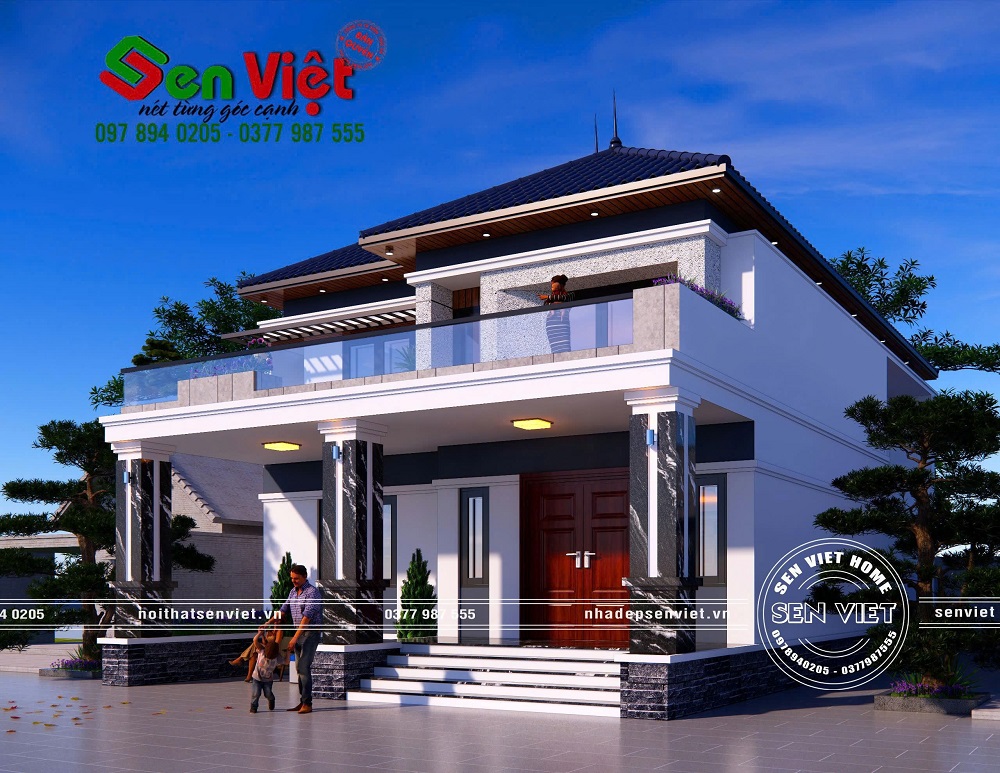 Mẫu Thiết Kế Ngoại Thất Nhà 2 Tầng Mái Nhật Hiện Đại Ở Quỳnh Lưu