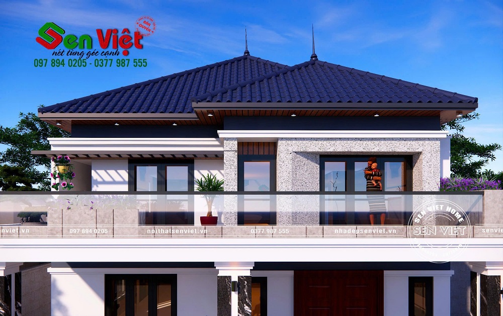 Mẫu Thiết Kế Ngoại Thất Nhà 2 Tầng Mái Nhật Hiện Đại Ở Quỳnh Lưu