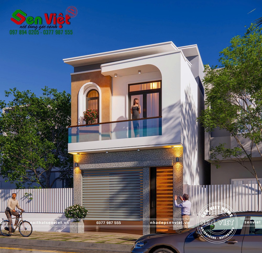 Mẫu nhà 2 tầng mái lệch hiện đại tối ưu không gian