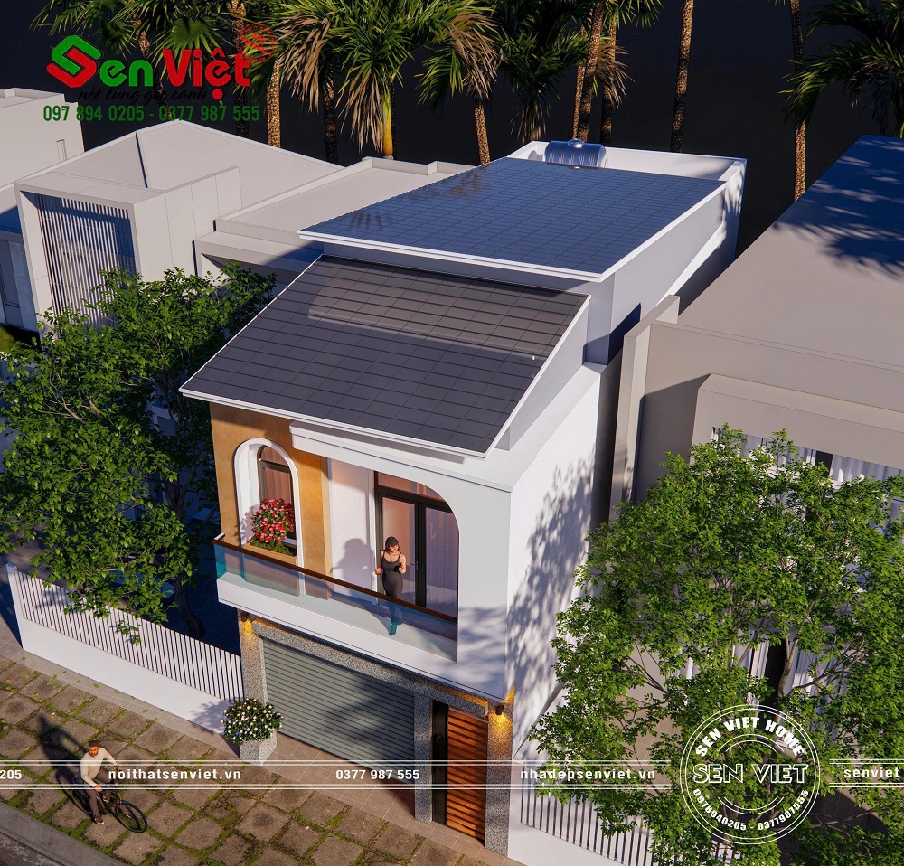 Mẫu nhà 2 tầng mái lệch hiện đại tối ưu không gian