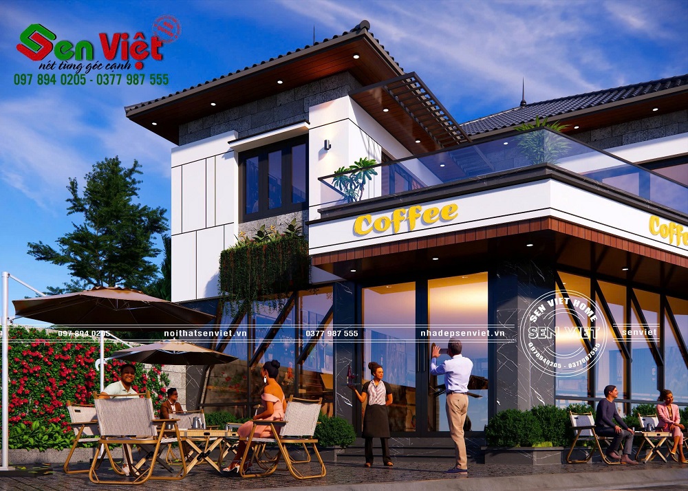 Mẫu nhà ở kết hợp kinh doanh 2 tầng mái Nhật hiện đại cho gia đình trẻ