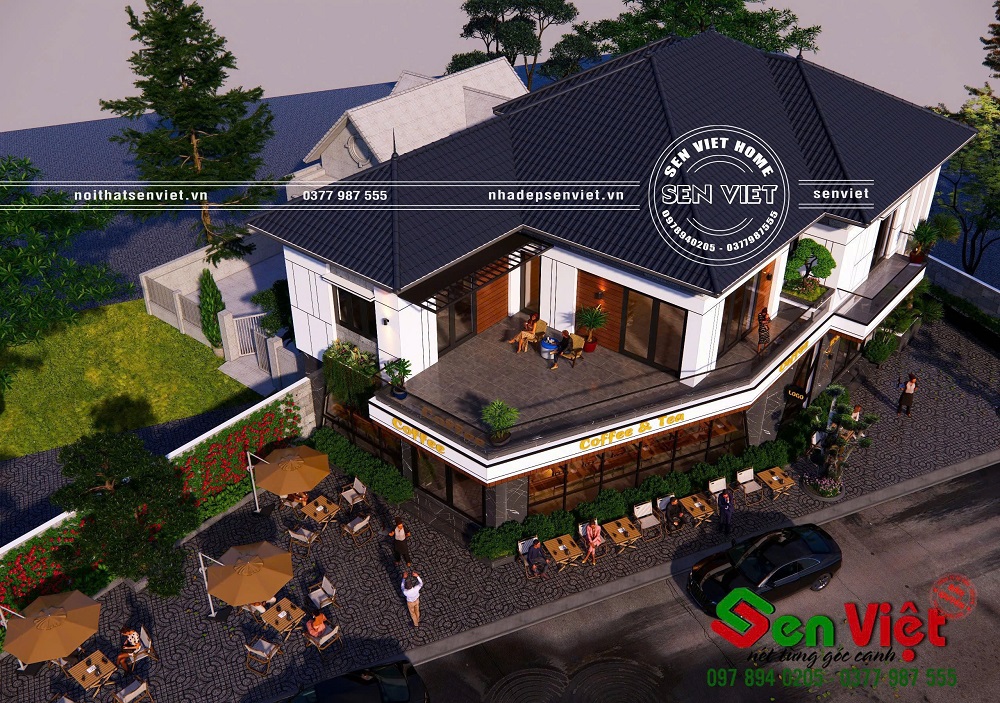 Mẫu nhà ở kết hợp kinh doanh 2 tầng mái Nhật hiện đại cho gia đình trẻ