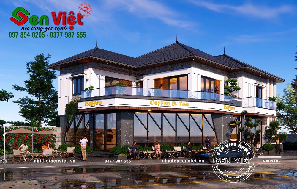 Mẫu nhà ở kết hợp kinh doanh 2 tầng mái Nhật hiện đại cho gia đình trẻ