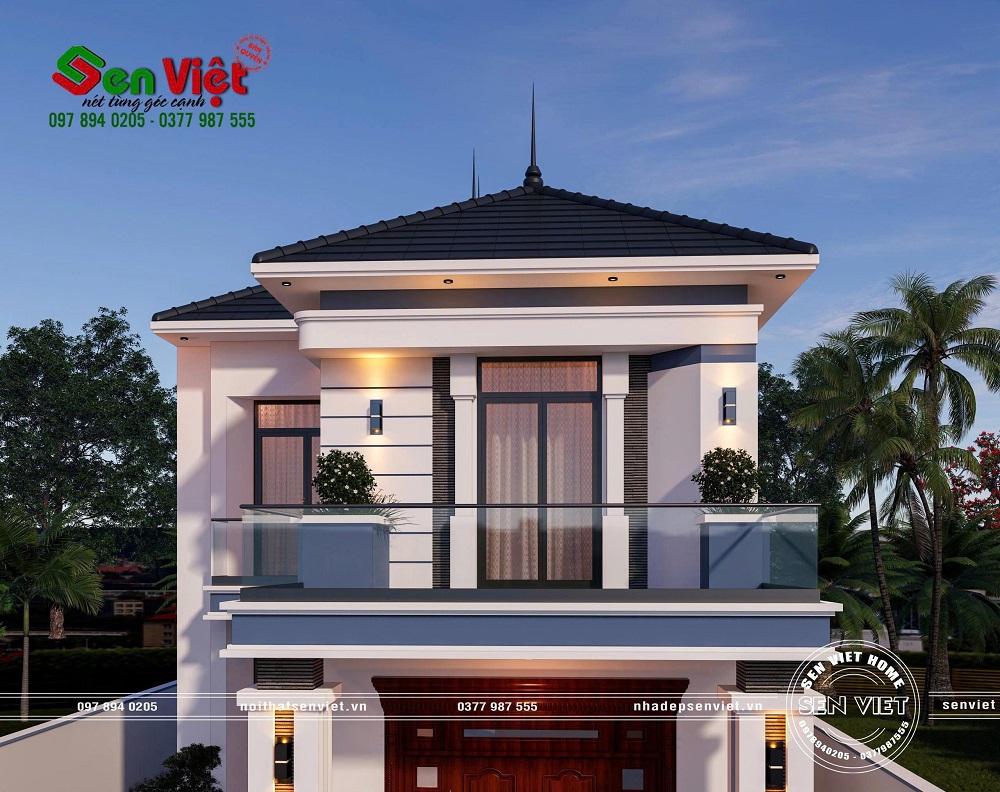 Thiết kế ngoại thất nhà 2 tầng mái Nhật hiện đại