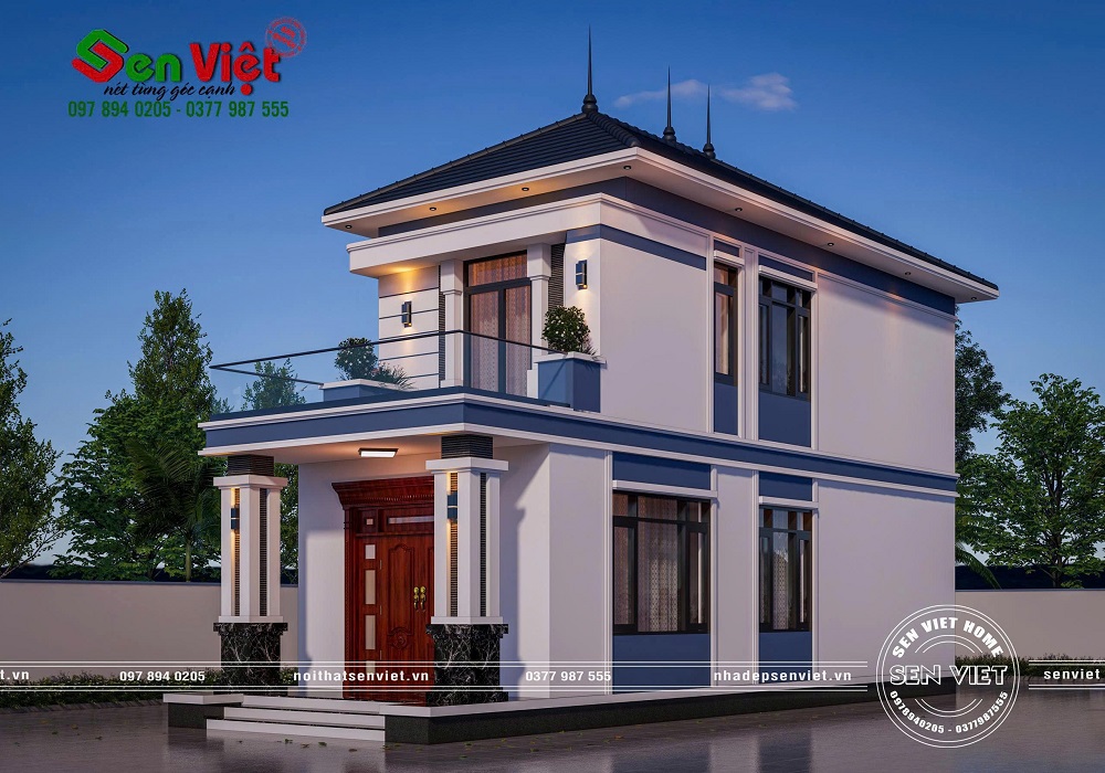 Thiết kế ngoại thất nhà 2 tầng mái Nhật hiện đại