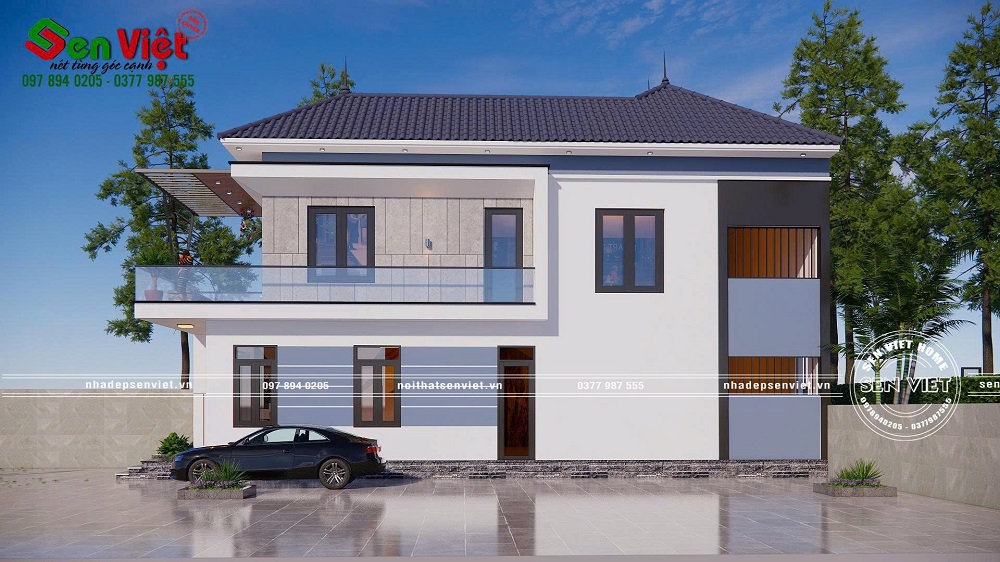 Mẫu nhà 2 tầng mái Nhật đơn giản