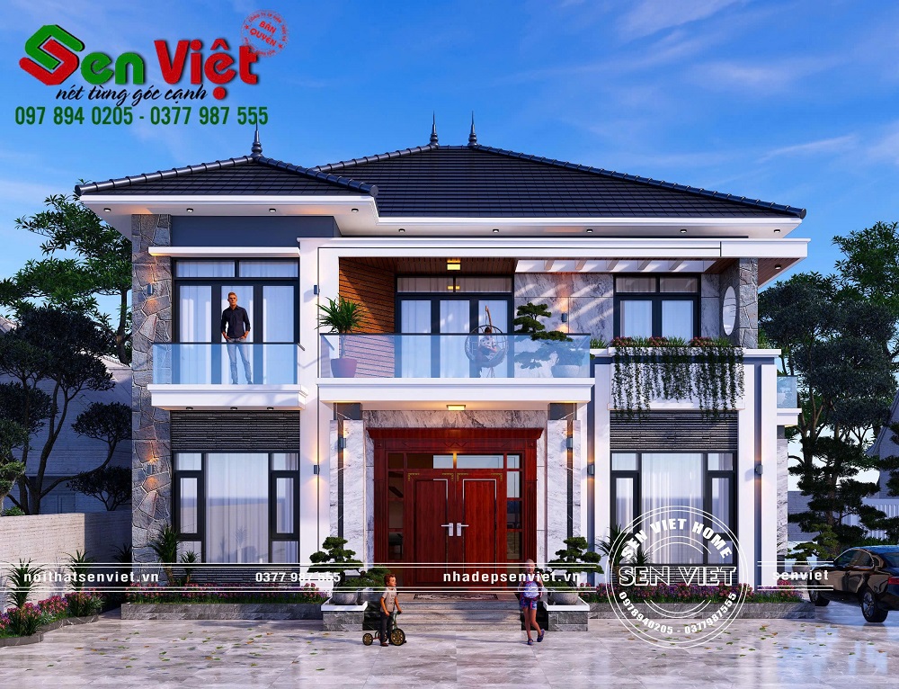 Ngôi nhà 2 tầng mái Nhật 11x12m ở Cẩm Xuyên