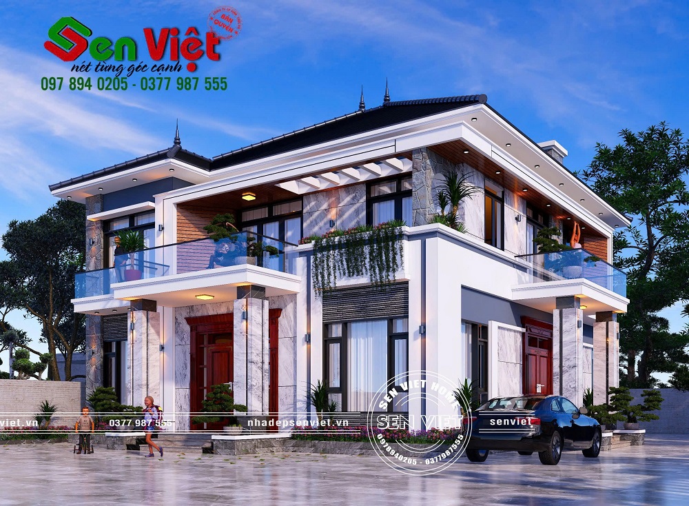 Ngôi nhà 2 tầng mái Nhật 11x12m ở Cẩm Xuyên