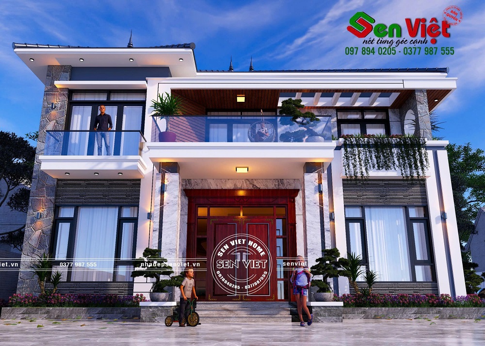 Ngôi nhà 2 tầng mái Nhật 11x12m ở Cẩm Xuyên