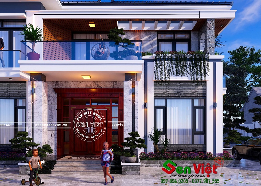 Ngôi nhà 2 tầng mái Nhật 11x12m ở Cẩm Xuyên