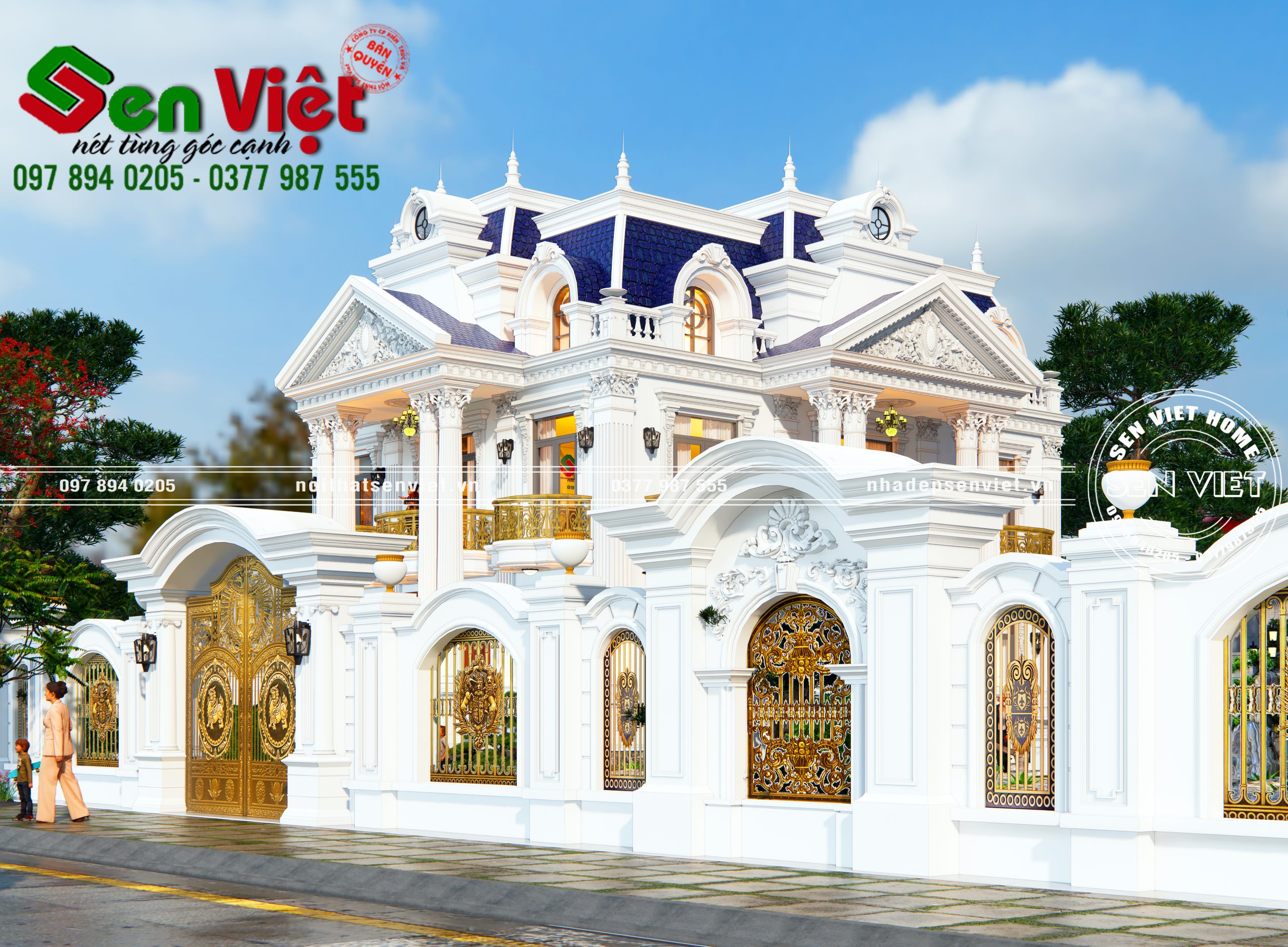 Mẫu Biệt Thự 2 Tầng Cổ Điển Mái Pháp mansard 13x15m - 5 Mẫu Biệt Thự 2 Tầng Cổ Điển Mái Pháp mansard 13x15m - 5