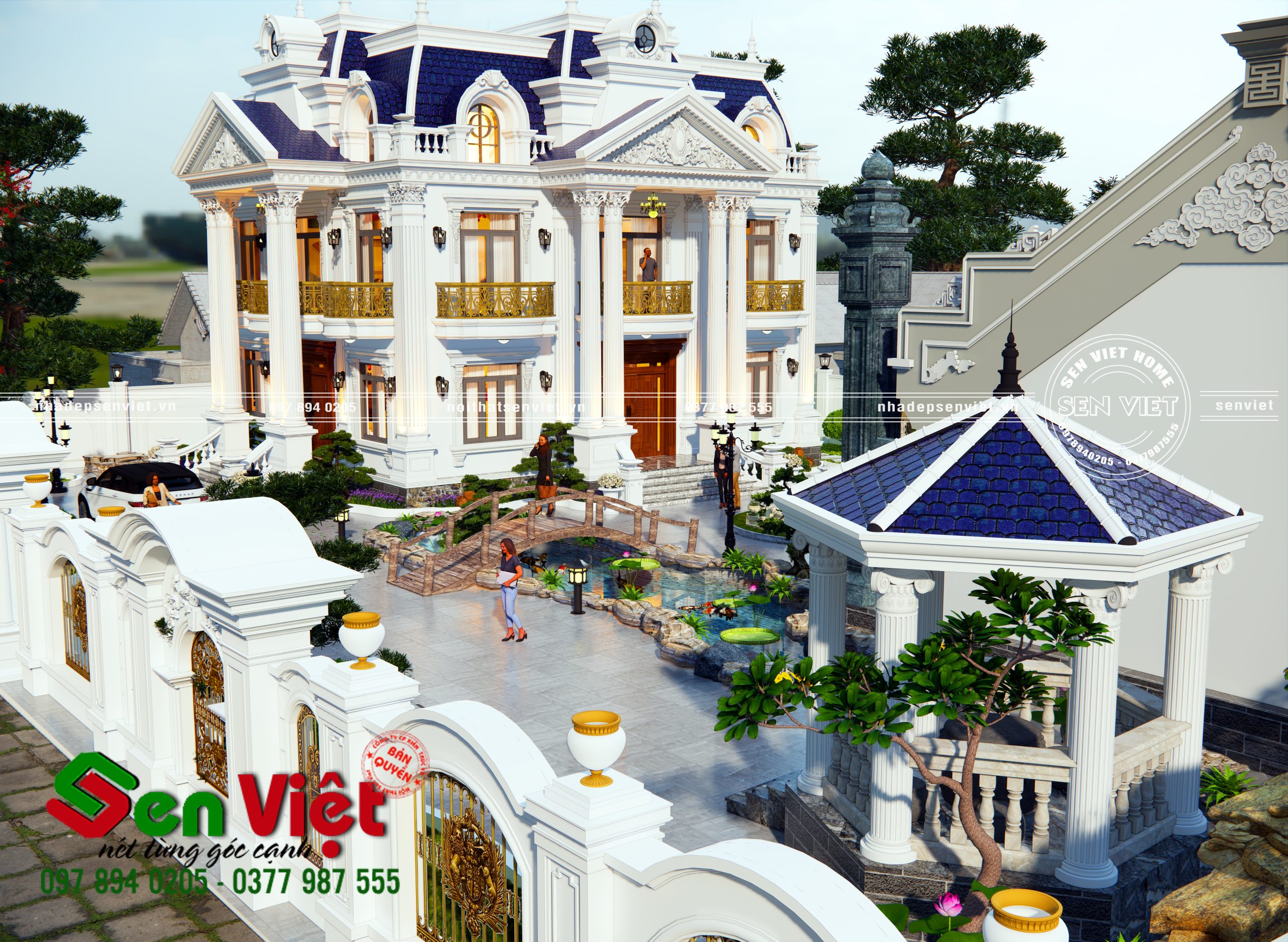 Mẫu Biệt Thự 2 Tầng Cổ Điển Mái Pháp mansard 13x15m - 6 Mẫu Biệt Thự 2 Tầng Cổ Điển Mái Pháp mansard 13x15m - 6