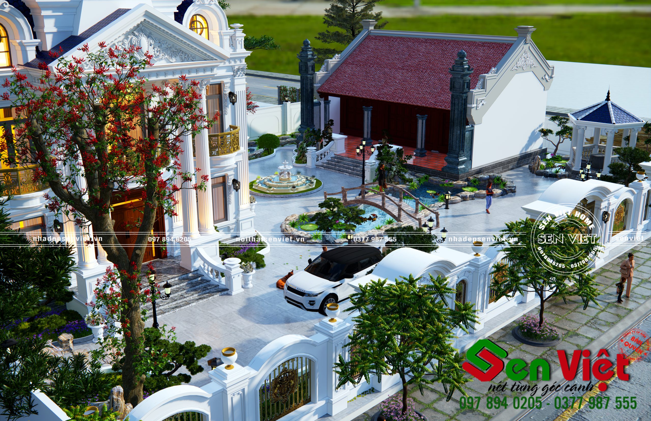 Mẫu Biệt Thự 2 Tầng Cổ Điển Mái Pháp mansard 13x15m - 8 Mẫu Biệt Thự 2 Tầng Cổ Điển Mái Pháp mansard 13x15m - 8