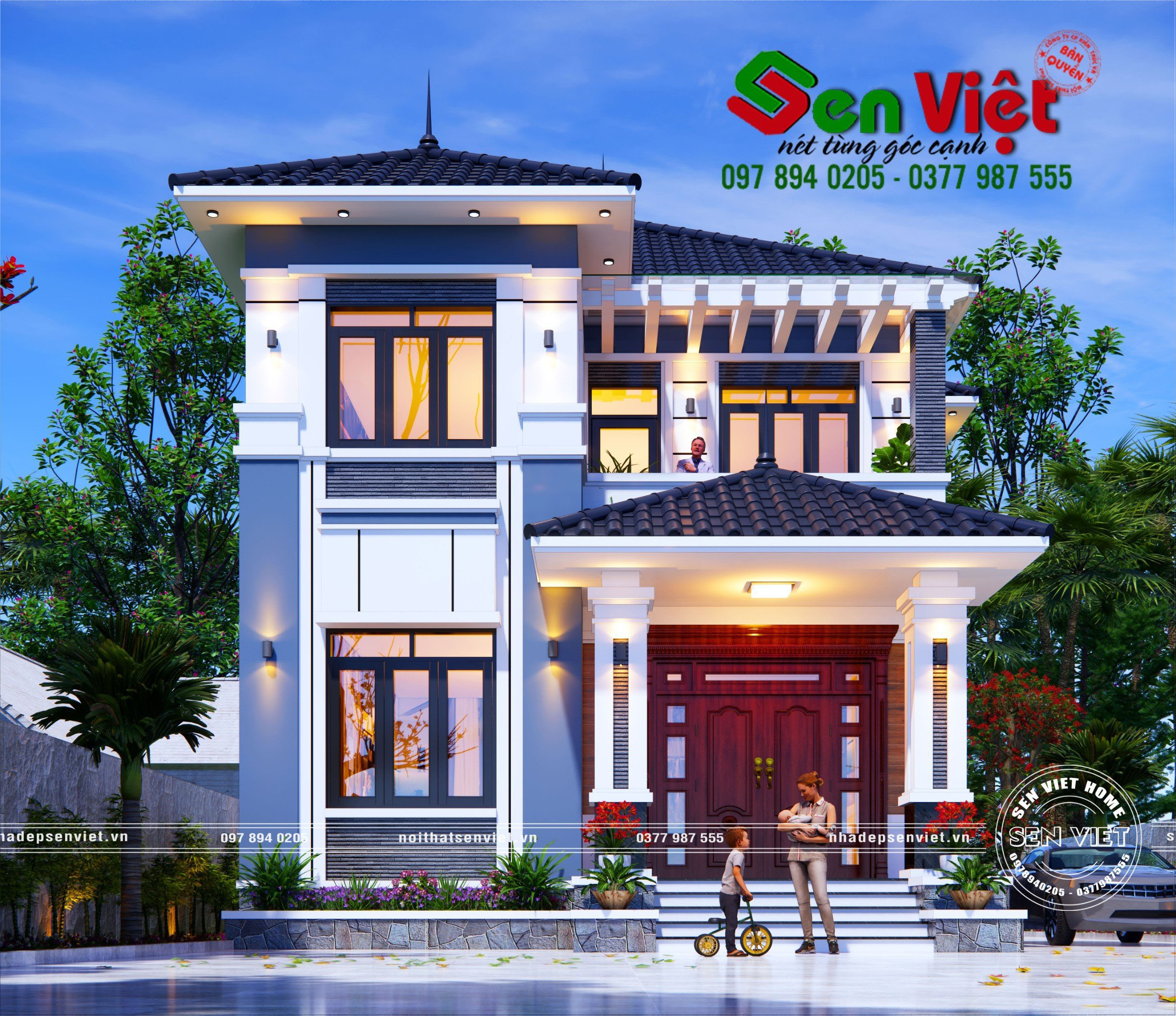 mẫu nhà 2 tầng mái nhật hiện đại