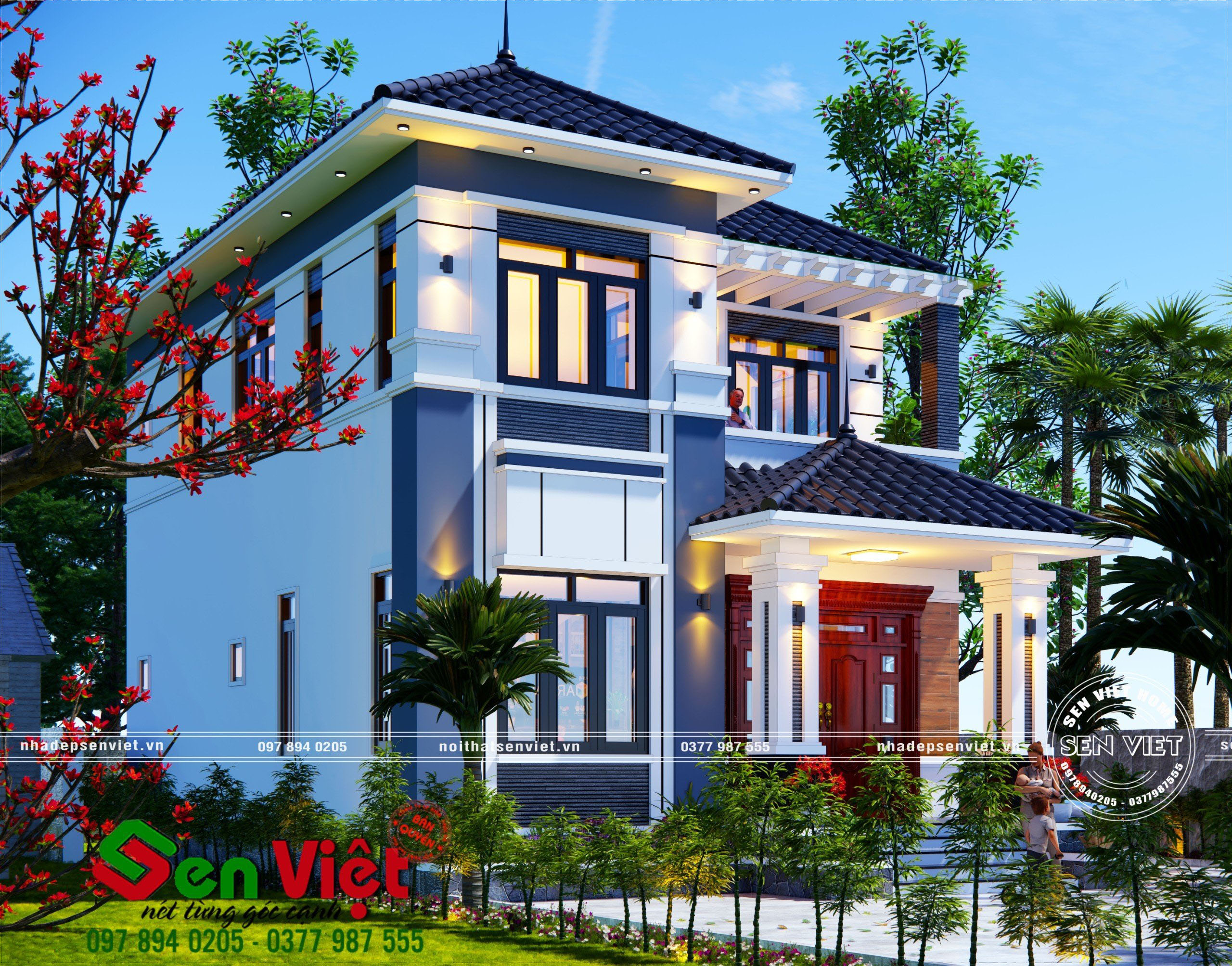 mẫu nhà 2 tầng mái nhật đẹp