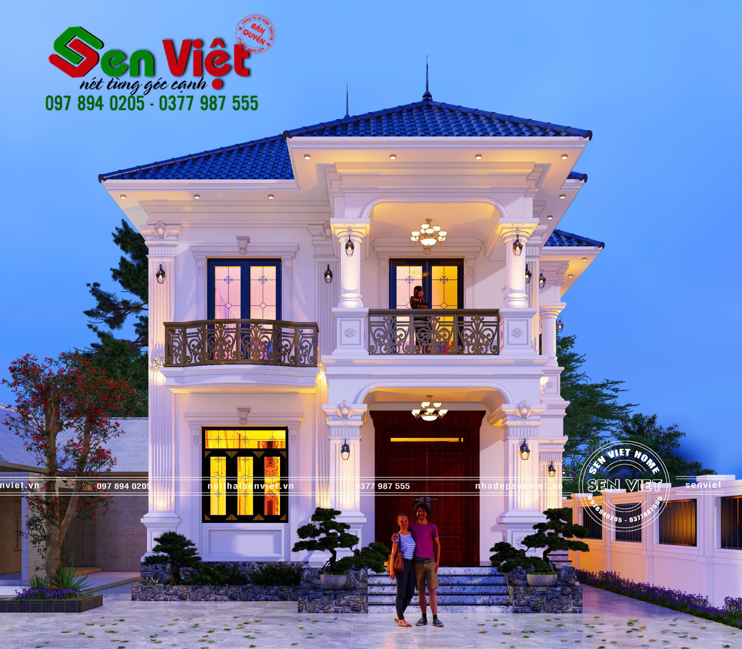 Mẫu Biệt Thự 2 Tầng Tân Cổ Điển Mái Nhật 8x14m - 1