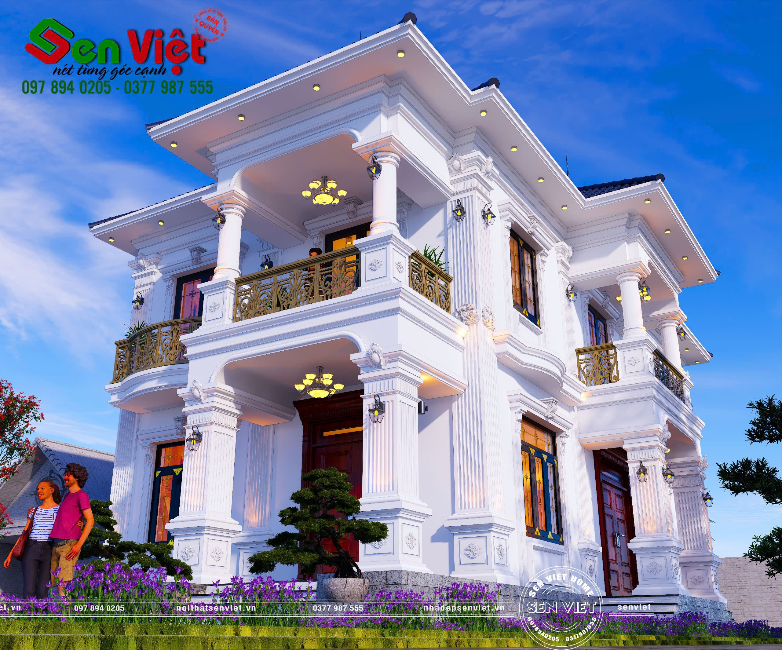 Mẫu Biệt Thự 2 Tầng Tân Cổ Điển Mái Nhật 8x14m - 3