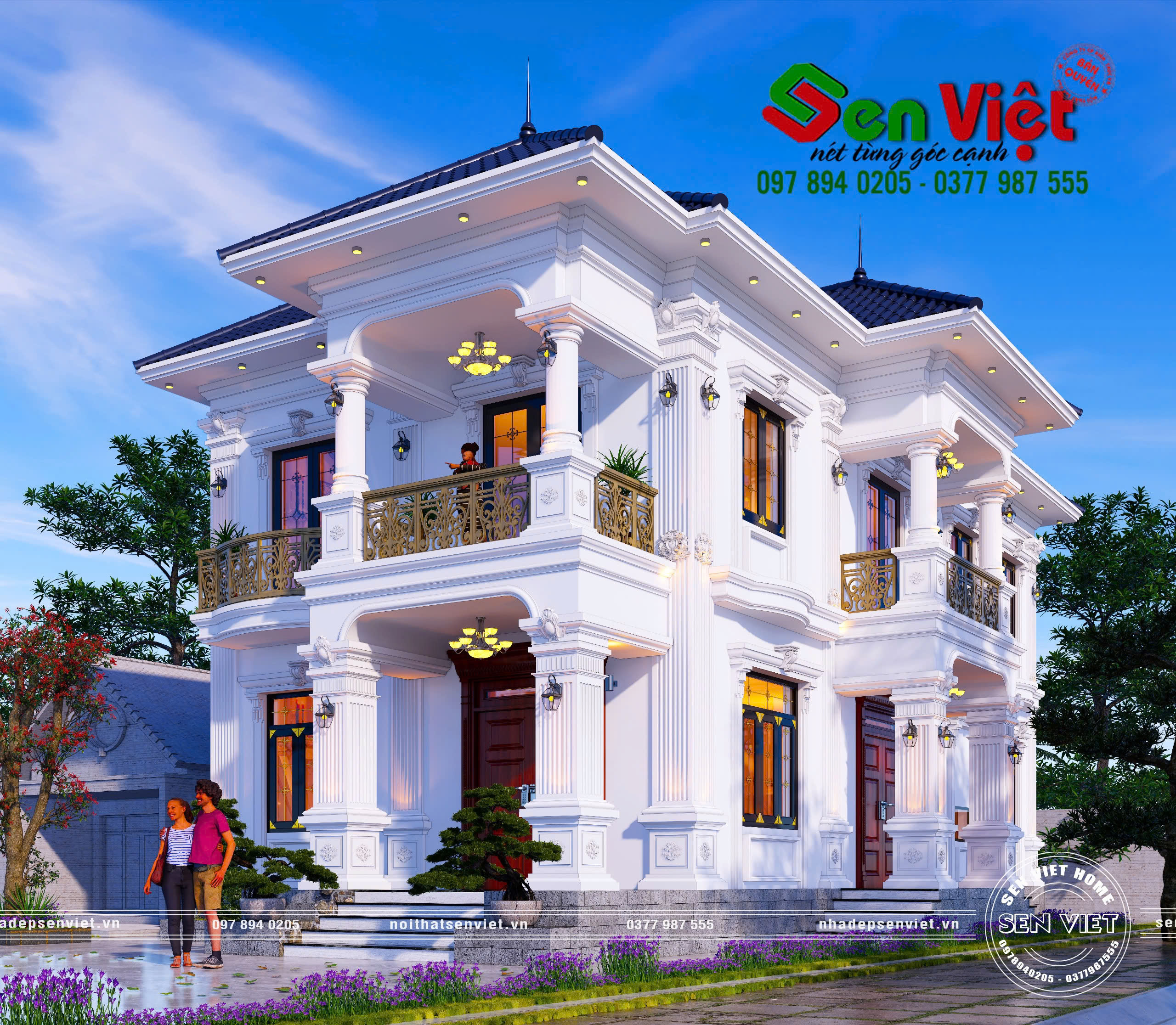 Mẫu Biệt Thự 2 Tầng Tân Cổ Điển Mái Nhật 8x14m - 4