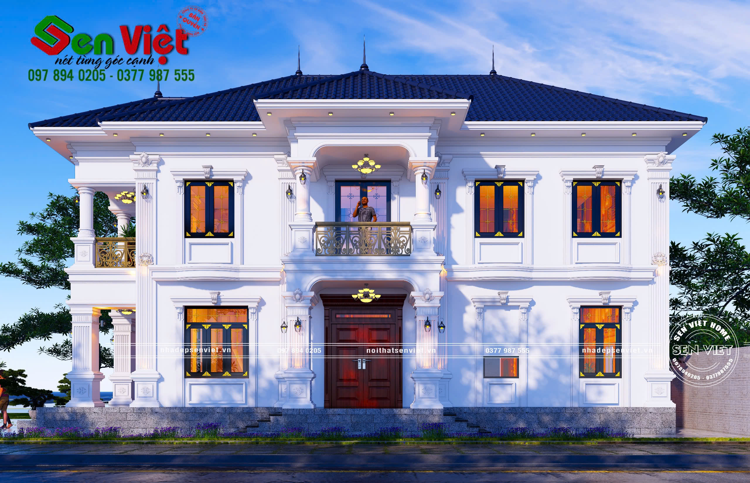 Mẫu Biệt Thự 2 Tầng Tân Cổ Điển Mái Nhật 8x14m - 6