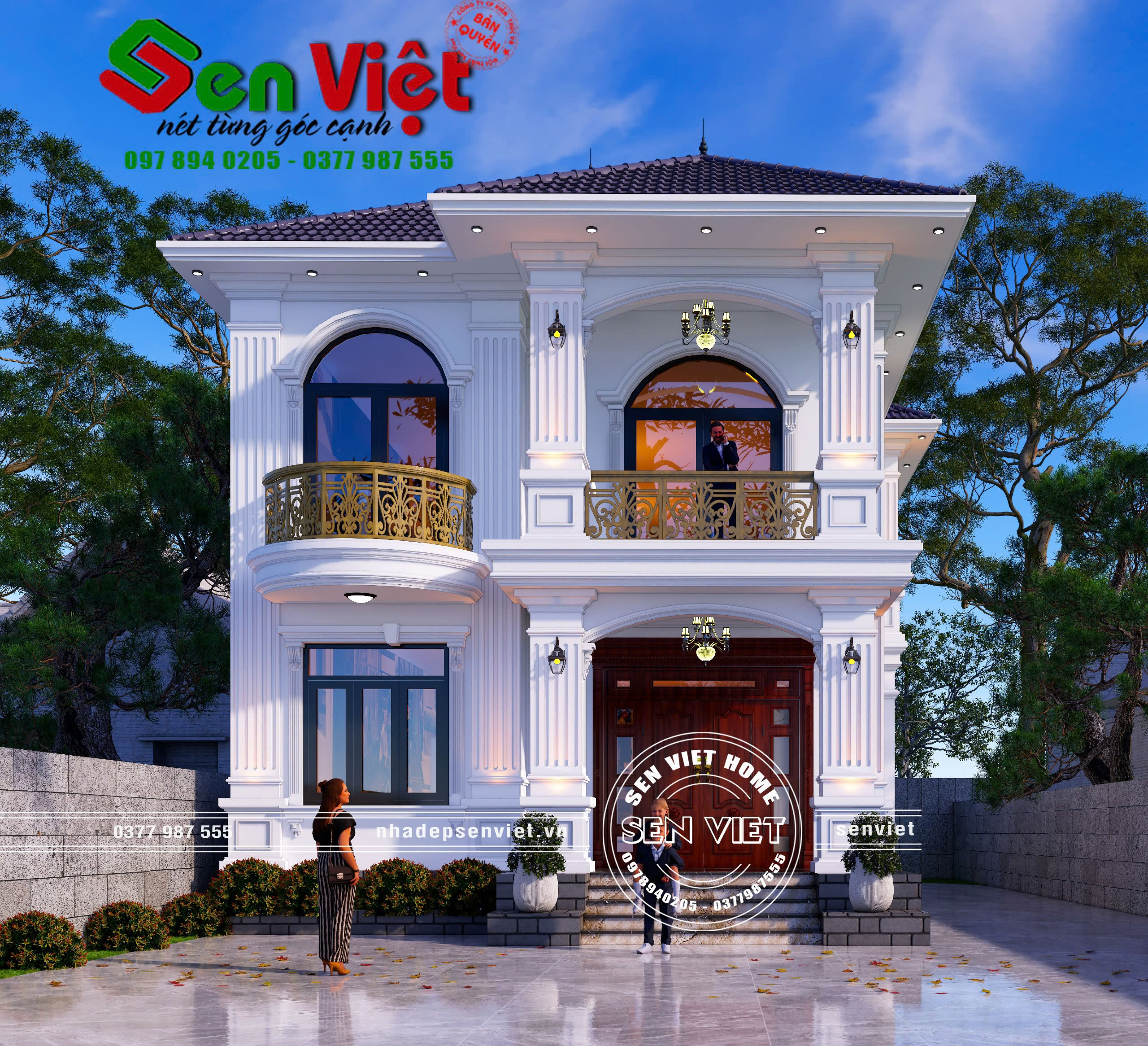 mẫu nhà 2 tầng 8x15m tân cổ điển mái nhật anh Đoàn ở Yên Thành, Nghệ An - 1