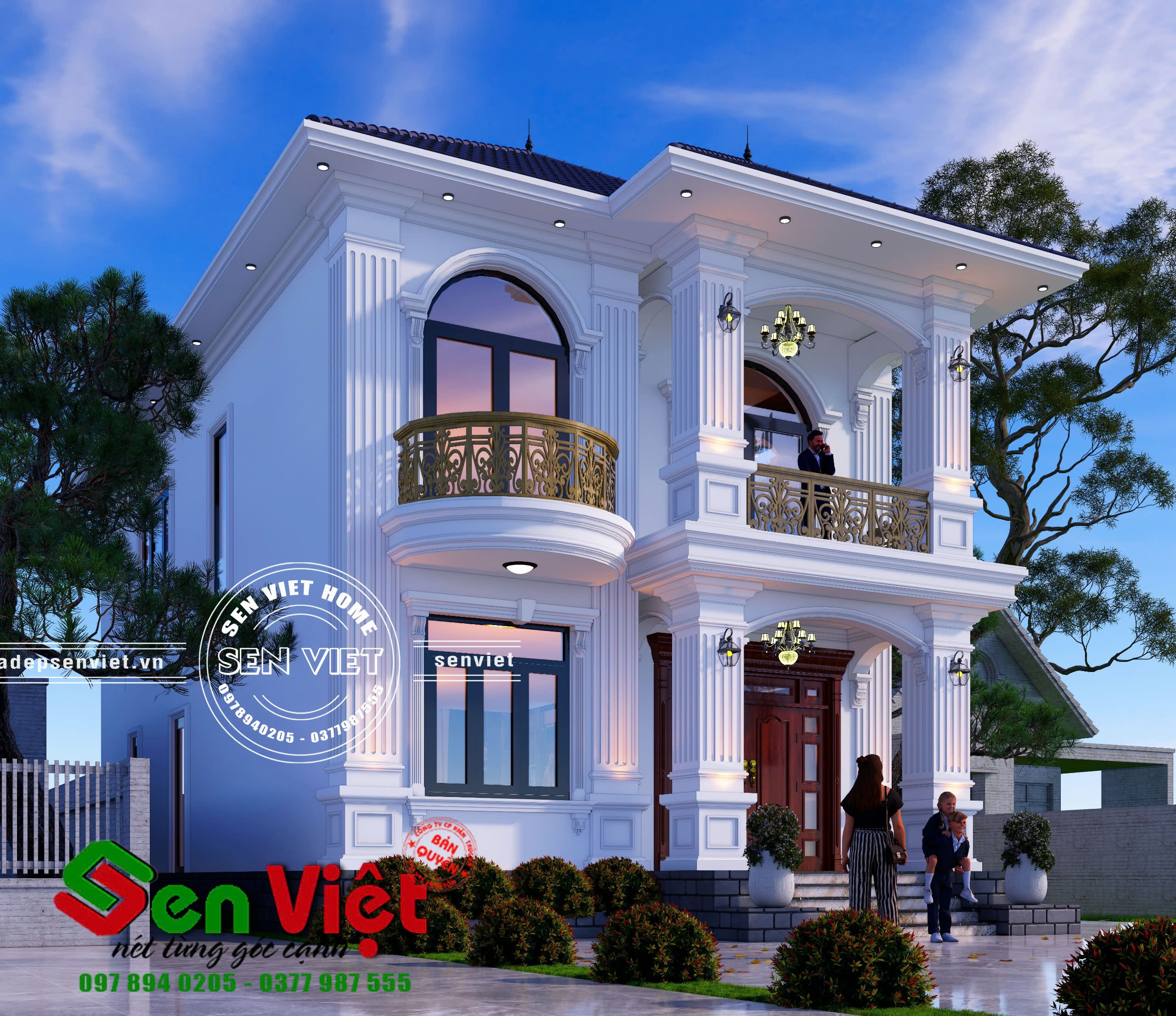 mẫu nhà 2 tầng 8x15m tân cổ điển mái nhật anh Đoàn ở Yên Thành, Nghệ An -1