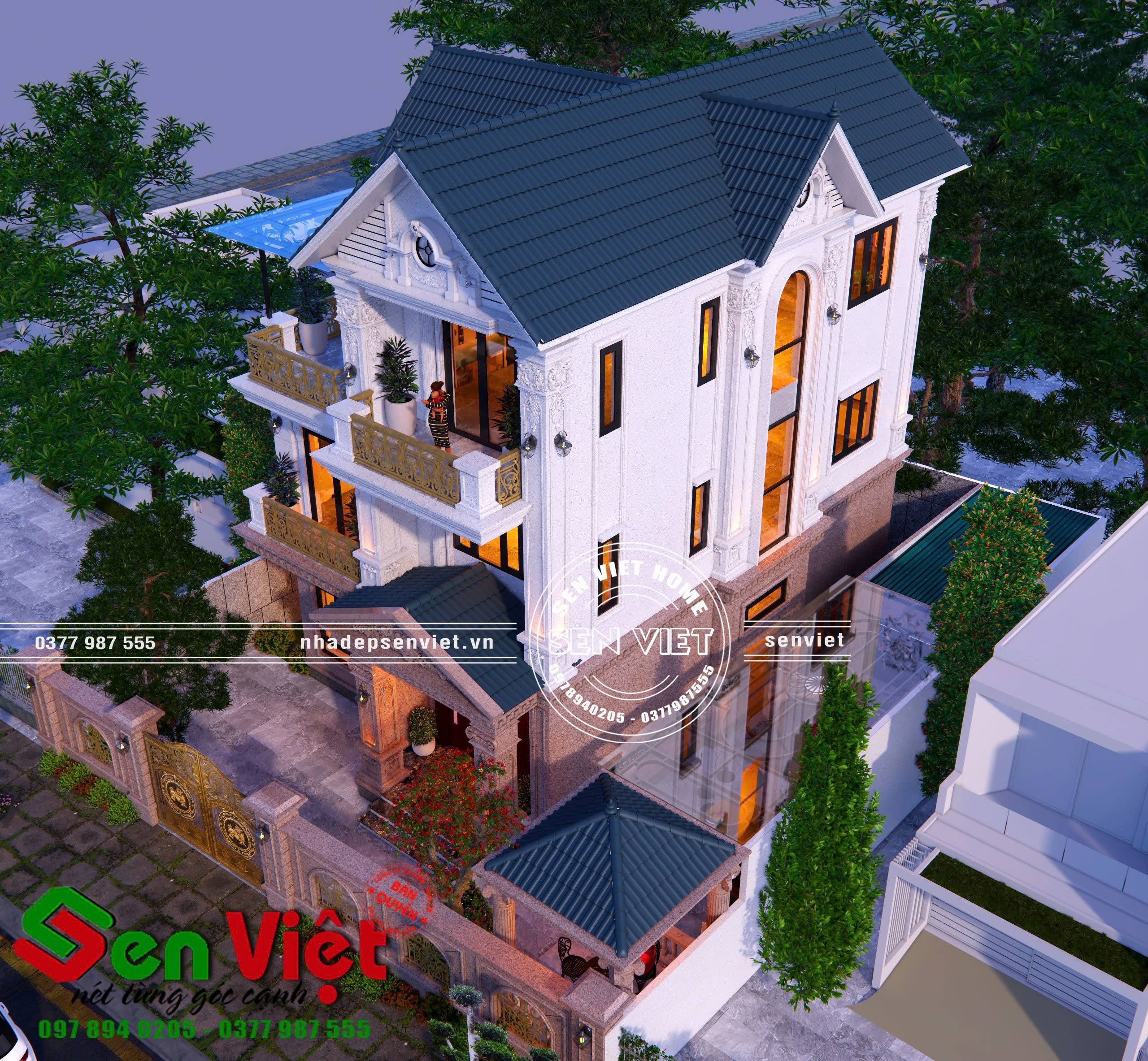 Mẫu Nhà 3 Tầng Mái Nhật Hiện Đại KT 8x14m - 5