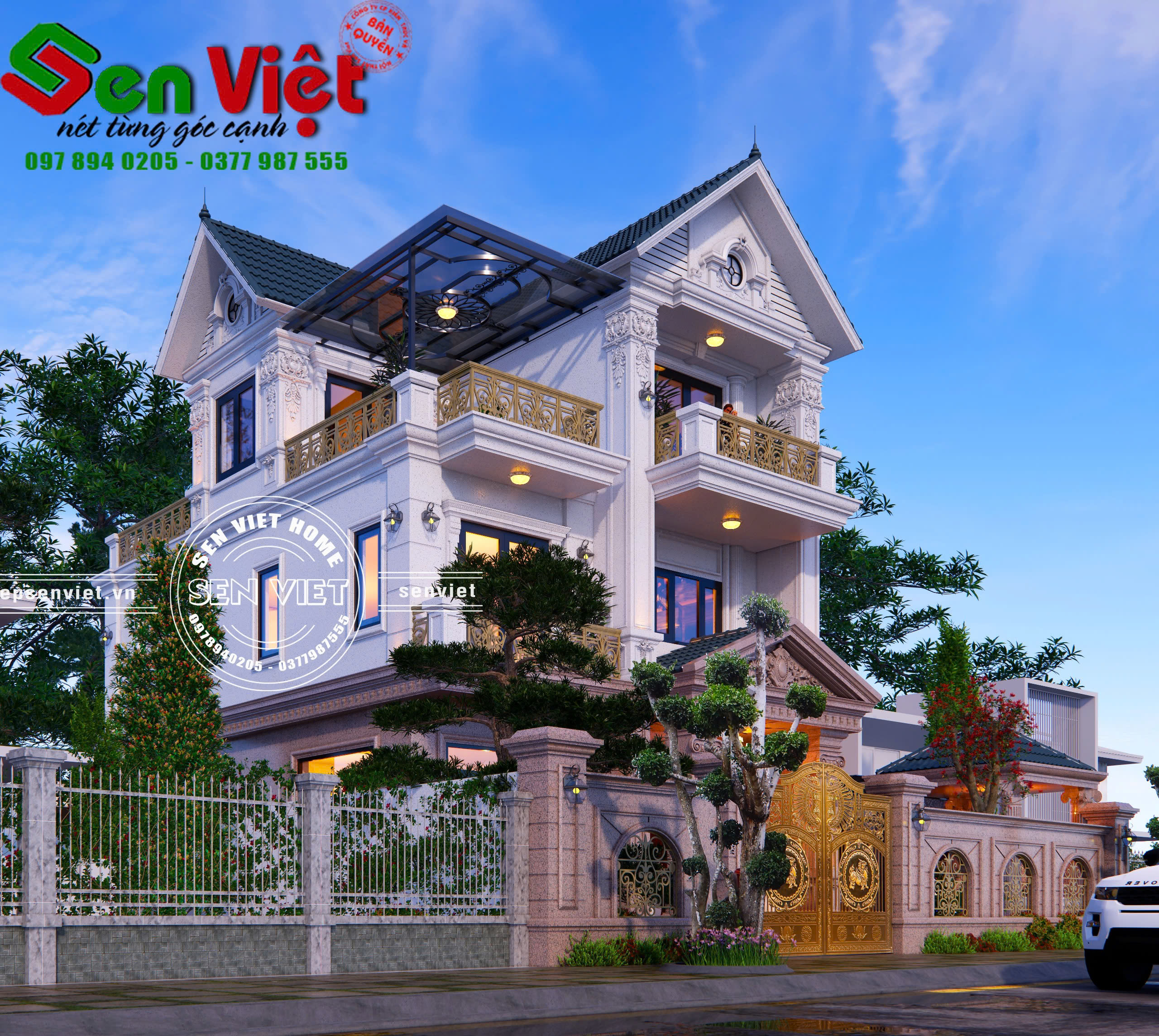 Mẫu Nhà 3 Tầng Mái Nhật Hiện Đại KT 8x14m - 1